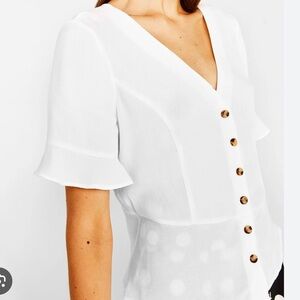 Bershka White Button-Up Women's Top
